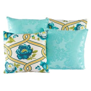 Kit 4 Almofadas Jacquard Decorativas 40X40 Azul - 001