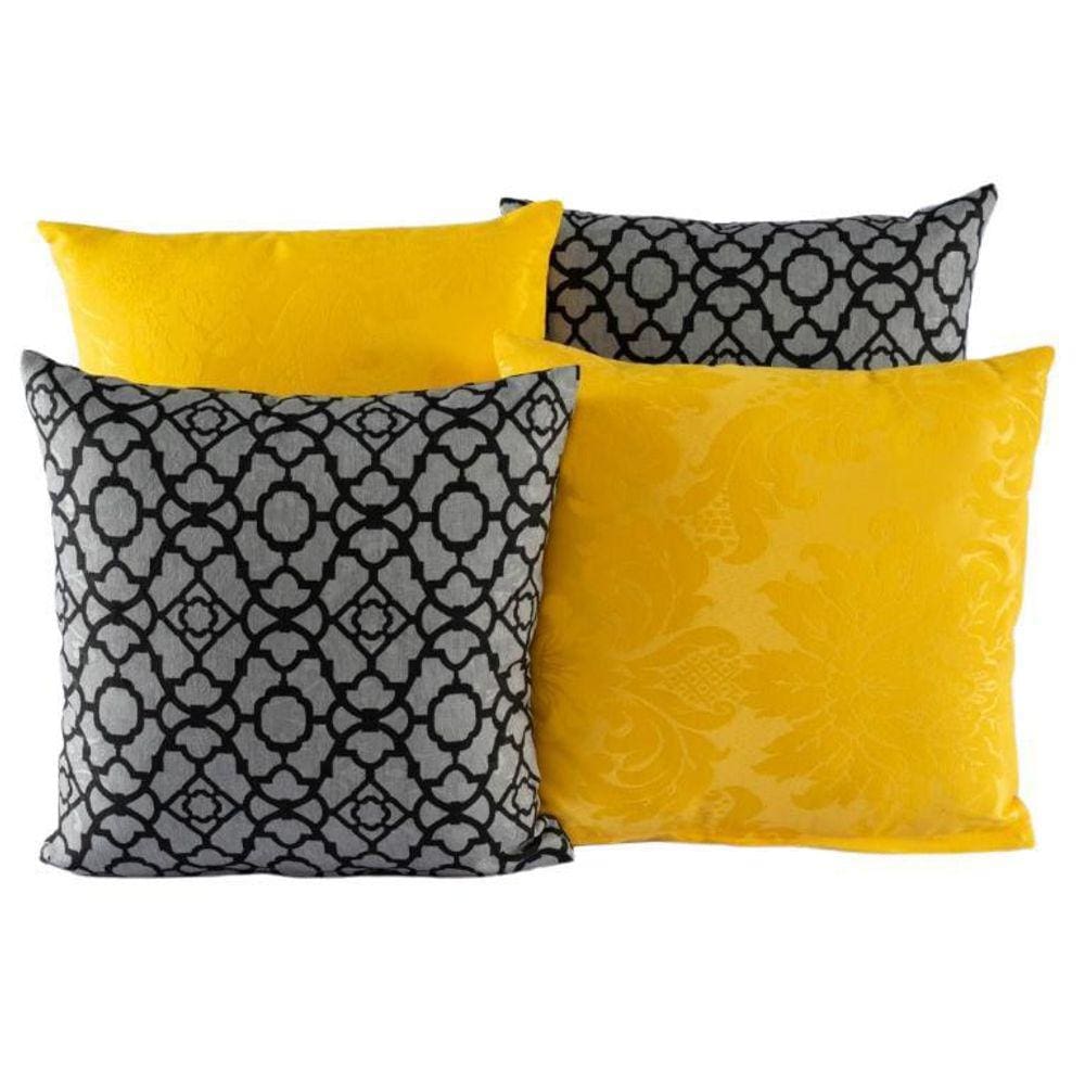 Kit 4 Almofadas Jacquard Decorativas 40X40 Amarelo - 004