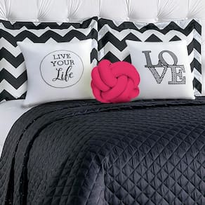 Cobre Leito Casa Show Love Dupla Face 8 Peças - Preto/Pink