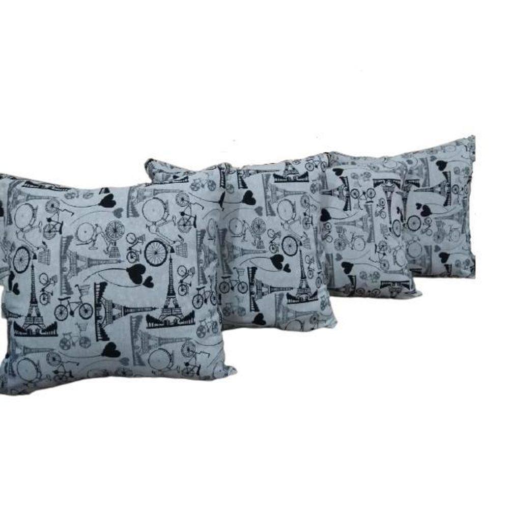 Kit 4 Capas Almofadas Decorativas Jacquard Estampado Paris 3