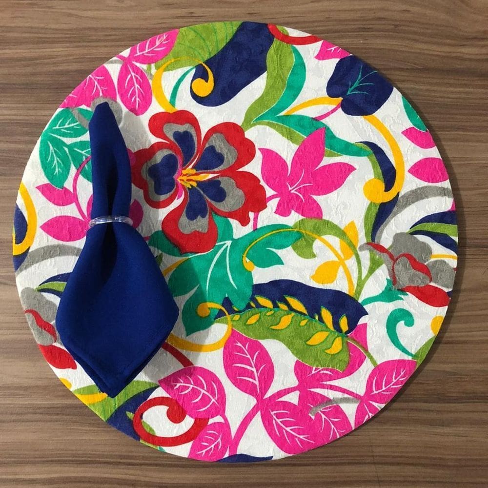 Jogo De Sousplat De Tecido 2 Lugares Completos Azul