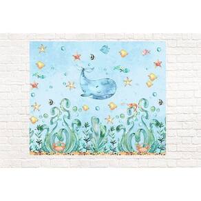 Painel Retangular 3D Sublimado Fundo Do Mar 2,0X1,5 Frt-2574