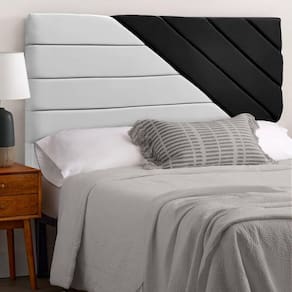 Cabeceira de Luxo para Cama de Casal Estilo 138cm Veludo Cinza-Preto SOFA STORE