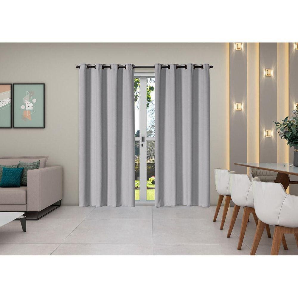 Cortina Oxford 2,80M X 2,30M Sala Quarto Janela Cinza