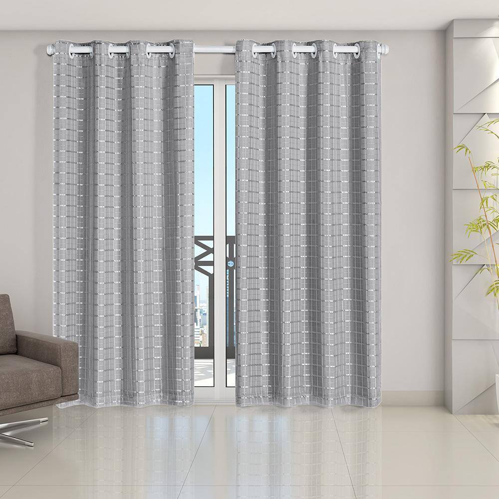 Cortina Blackout 2,80X2,30 Voal Corta Luz Porta Balcão Cinza
