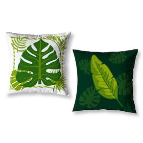 Kit 2 Almofadas Cheias 40Cm X 40Cm Estampadas Folhas