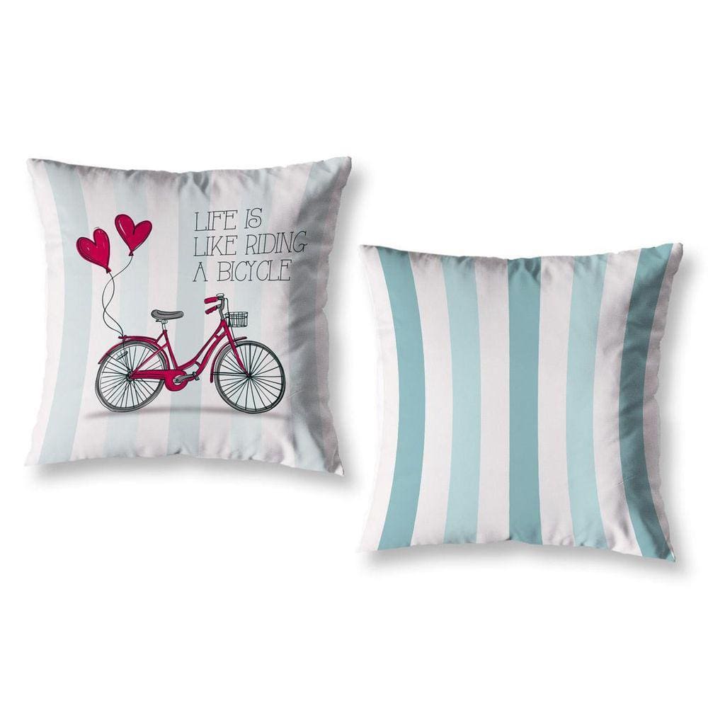 Kit 2 Almofadas Cheias 40 X 40 Estampadas Vintage Bike Verde