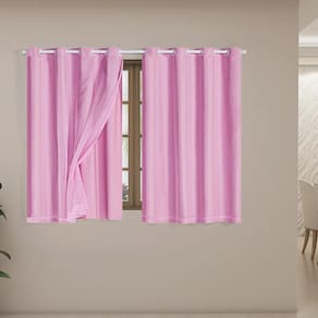Cortina Blackout Voil 2,00,X1,40 Corta Luz Sala Quarto Rosa