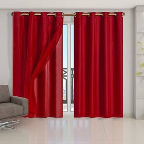 Cortina Blackout Voil 4,20X2,50 Corta Luz Sala Vermelho