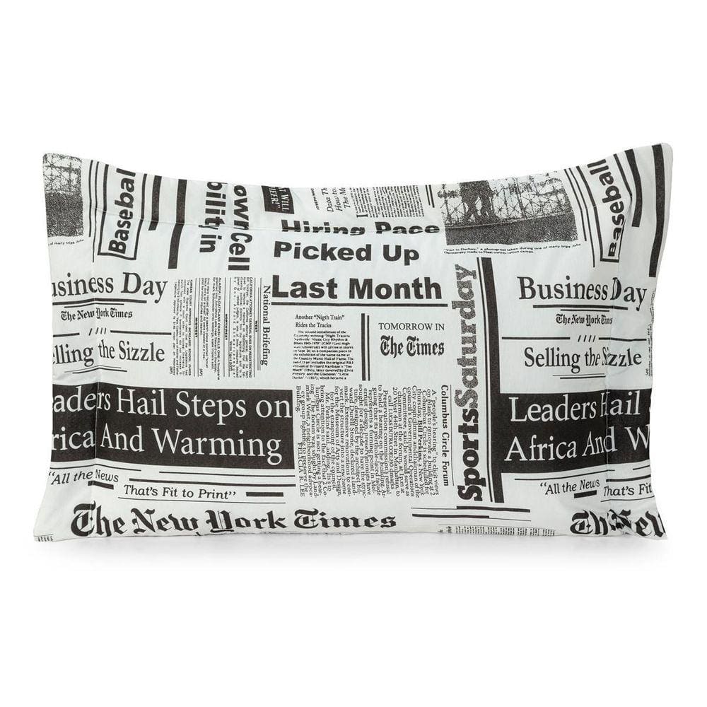 Capa Porta Travesseiro 180 Fios 70Cm X 50Cm Jornal Preto