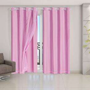 Cortina Blackout Voil 2,80X2,30 Corta Luz Porta Balcão Rosa