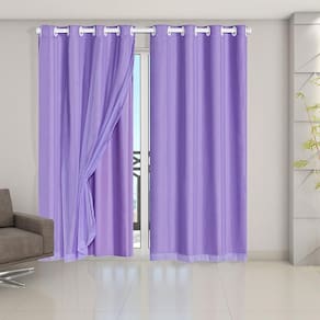 Cortina Blackout Voil 2,80X2,30 Corta Luz Porta Balcão Lilás