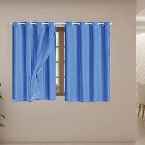 Cortina Blackout Voil 2,80X1,60 Corta Luz Sala Quarto Azul