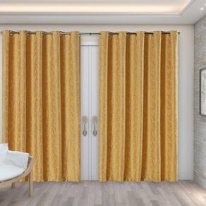 Cortina Jacquard 4,00M X 2,70M Decoração Sala Quarto Dourado