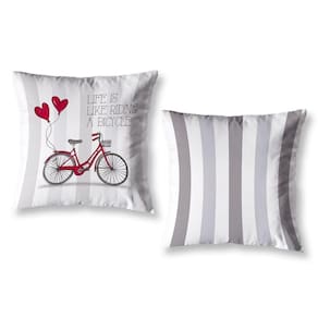 Kit 2 Almofadas Cheias 40X40 Estampadas Vintage Bike Branco