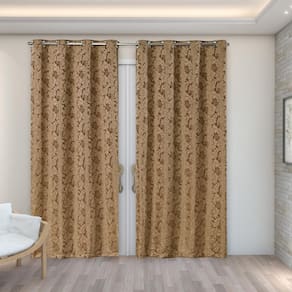 Cortina Jacquard 2,70M X 2,30M Decoração Sala Quarto Avelã