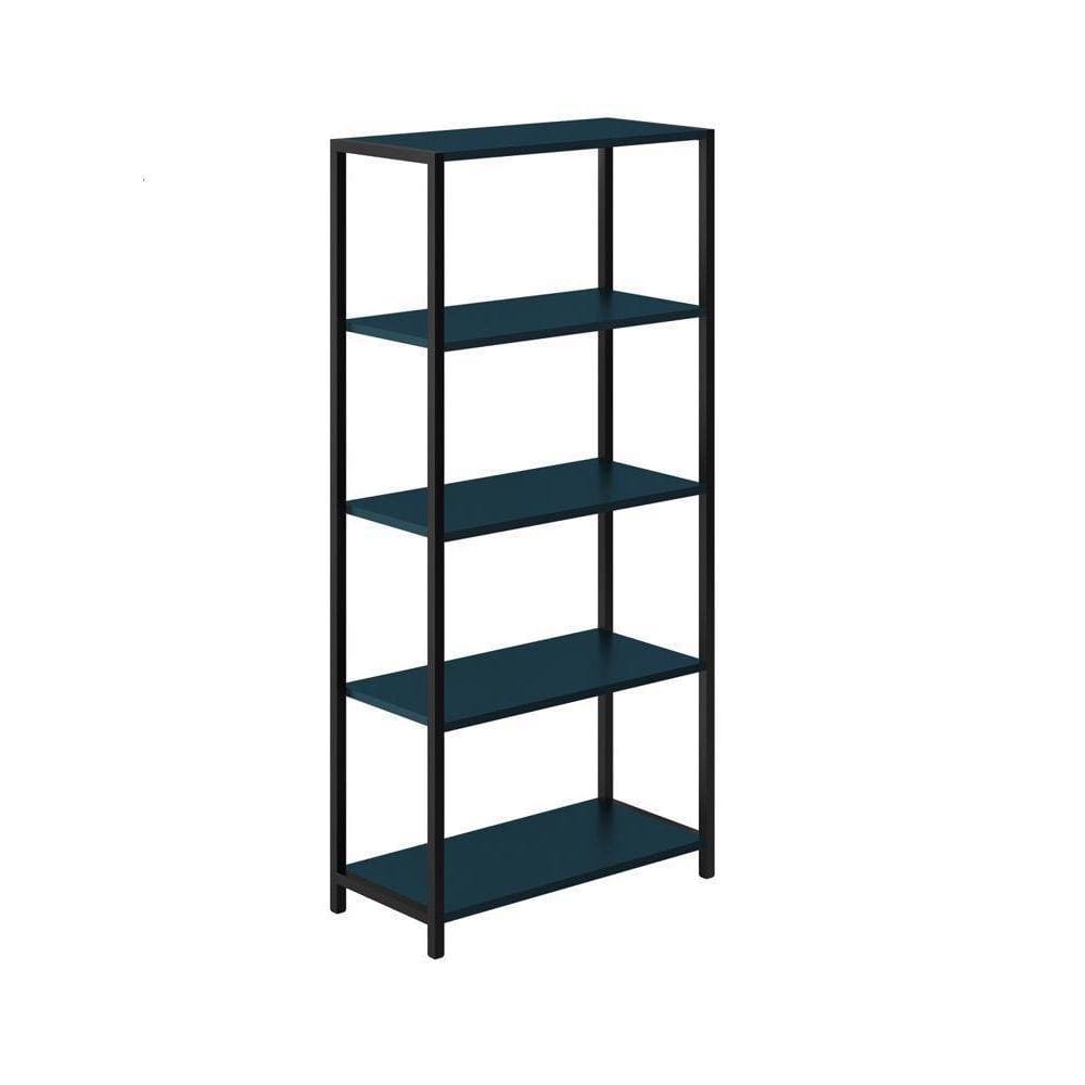 Estante Prateleira Estilo Industrial Ferro Mdf 5 Níveis Azul