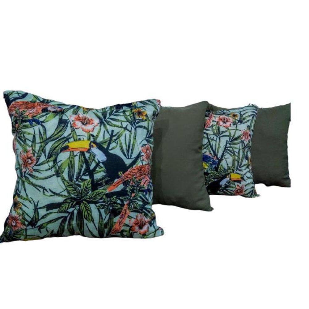 Kit 4 Capas Almofada Floral Thais Enxovais - Verde 45x45cm