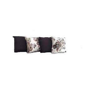 Kit Capa Para Almofada Floral Marrom 4 Peças