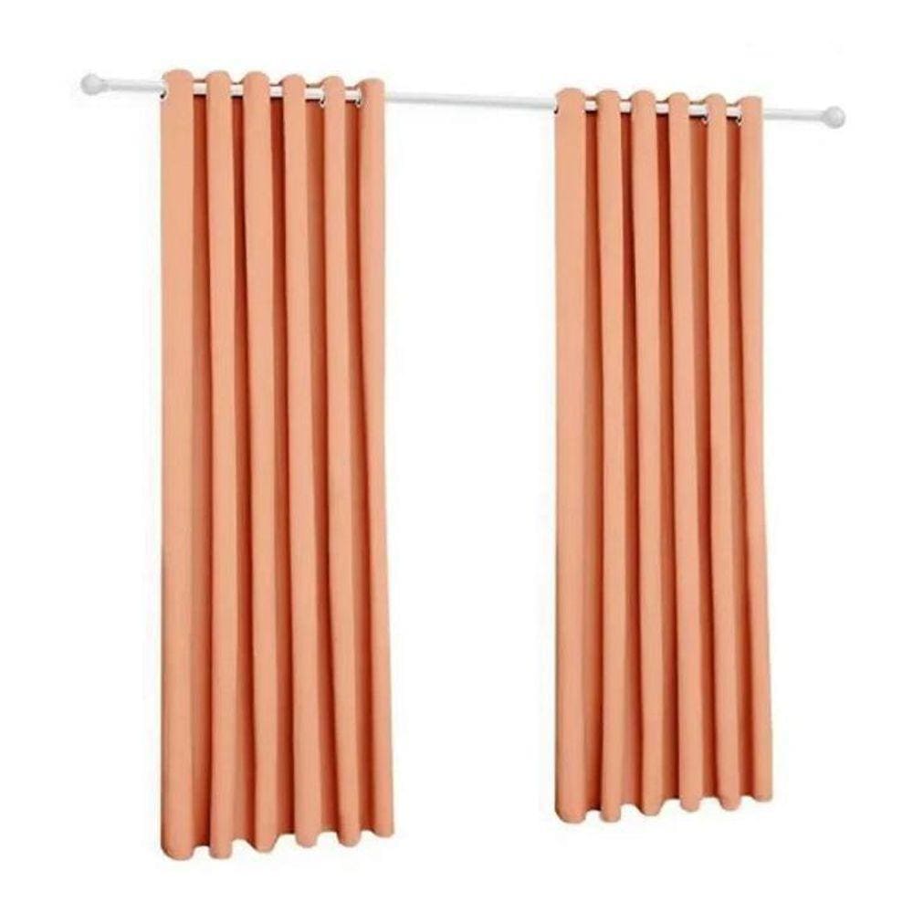 Cortina Microfibra 4,00X2,80 Salmão Ilhós Cromado Quadrado