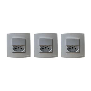 3 Tomadas Dupla Móveis Margirius 20A + Interruptor Branca