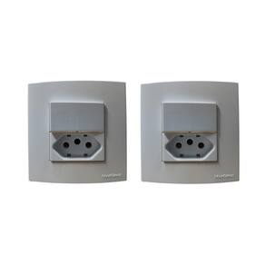 2 Tomadas Dupla Móveis Margirius 20A + Interruptor Branca