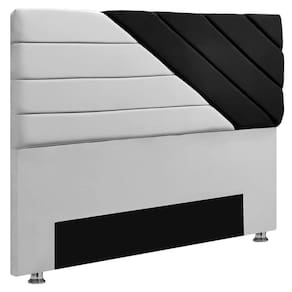 Cabeceira para Cama Box King 193cm Estilo Veludo Cinza/Preto SOFA STORE