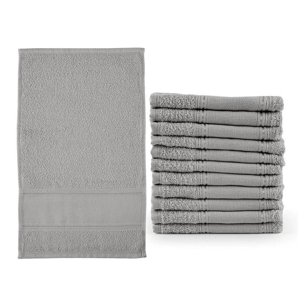 Kit 12 Toalhas Lavabo Grafite 30x50cm - Dianelli 310g/m2