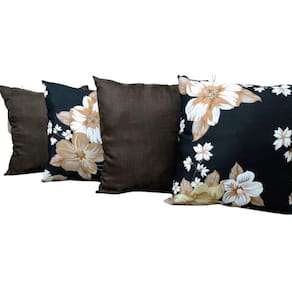 Kit 4 Capas Almofada Floral Marrom 45x45cm - Thais Enxovais