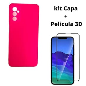 Kit Capa Veludo Pink Compatível Galaxy A04S+ Pelicula 3D