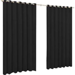 Cortina De Microfibra 3,00X2,50 Preto Ilhós Cromado