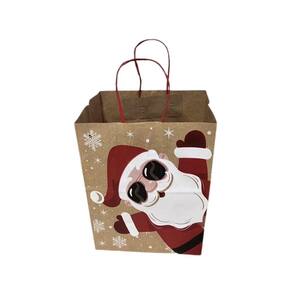 Kit 10 Sacolas Papel Kraft Papai Noel 27x20x33cm Natal