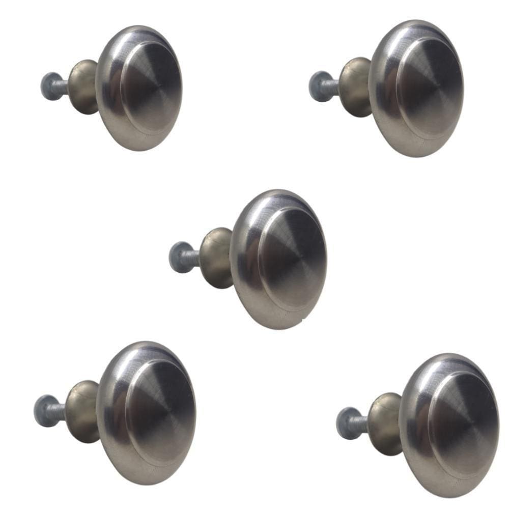 05 Puxador Decorativa Para Moveis Botão Inox Escovado 27Mm