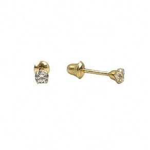 Brinco Infantil 2Mm Com Zircônia Em Ouro 18K