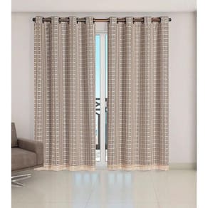 Cortina Voil Xadrez Sala, Quarto E Cozinha 5,00 X 2,80 Avelã