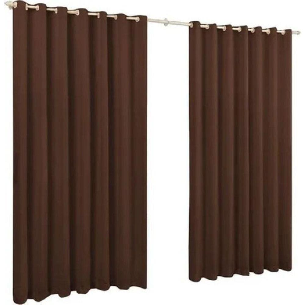Cortina de Microfibra 2,00x1,70 Marrom Ilhós Cromado