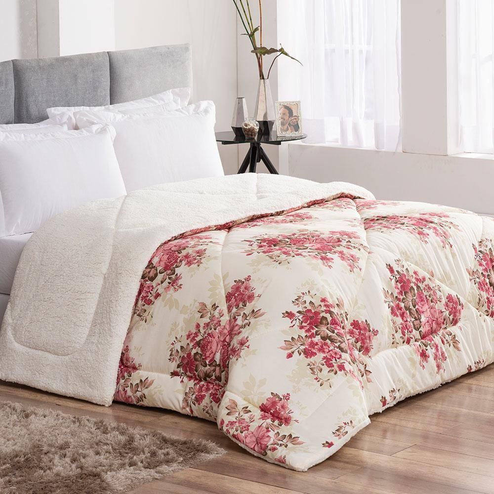 Coberdrom King Winter 100% Algodão 01 Pç - Floral Vermelho