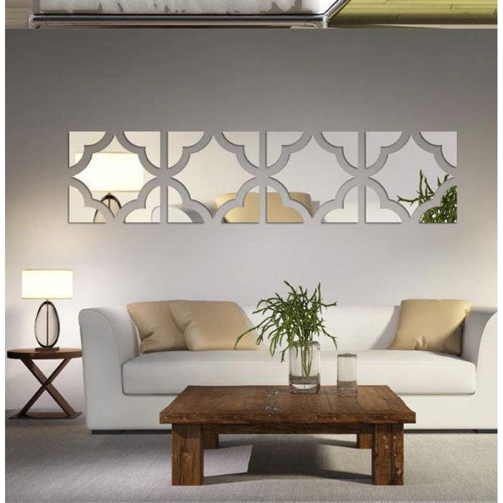 Espelho Decorativo Home Moderno Quarto Sala 40Cm 4Peças