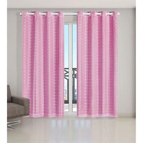 Cortina Voil Xadrez Sala, Quarto E Cozinha 2,00 X 1,70 Rosa