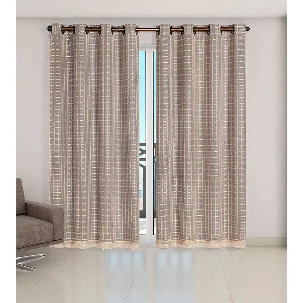 Cortina Voil Xadrez Sala, Quarto E Cozinha 2,80 X 1,40 Avelã