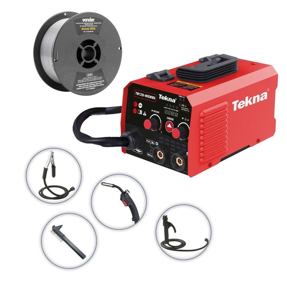 Inversora Solda Tekna-Migmma Tw120I Profission + Arame 220V