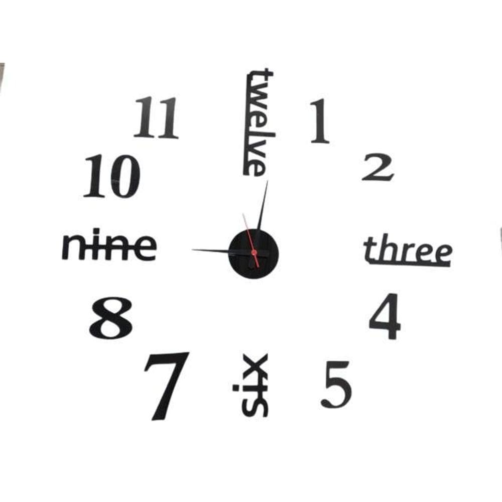 Relógio Inglês Moderno Acrílico Sala Casa Escritório Preto