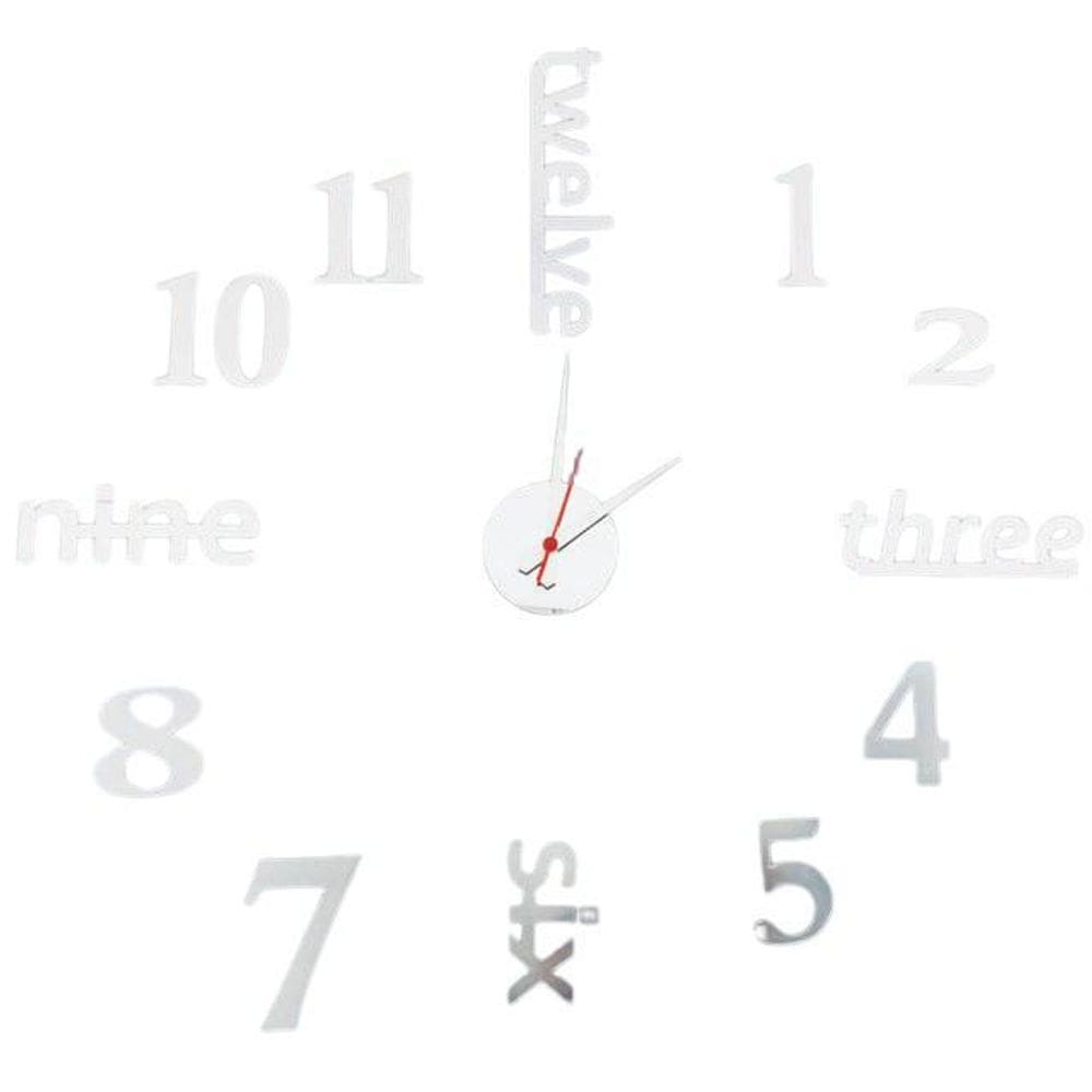 Relógio Inglês Moderno Acrílico Sala Casa Escritório Prata