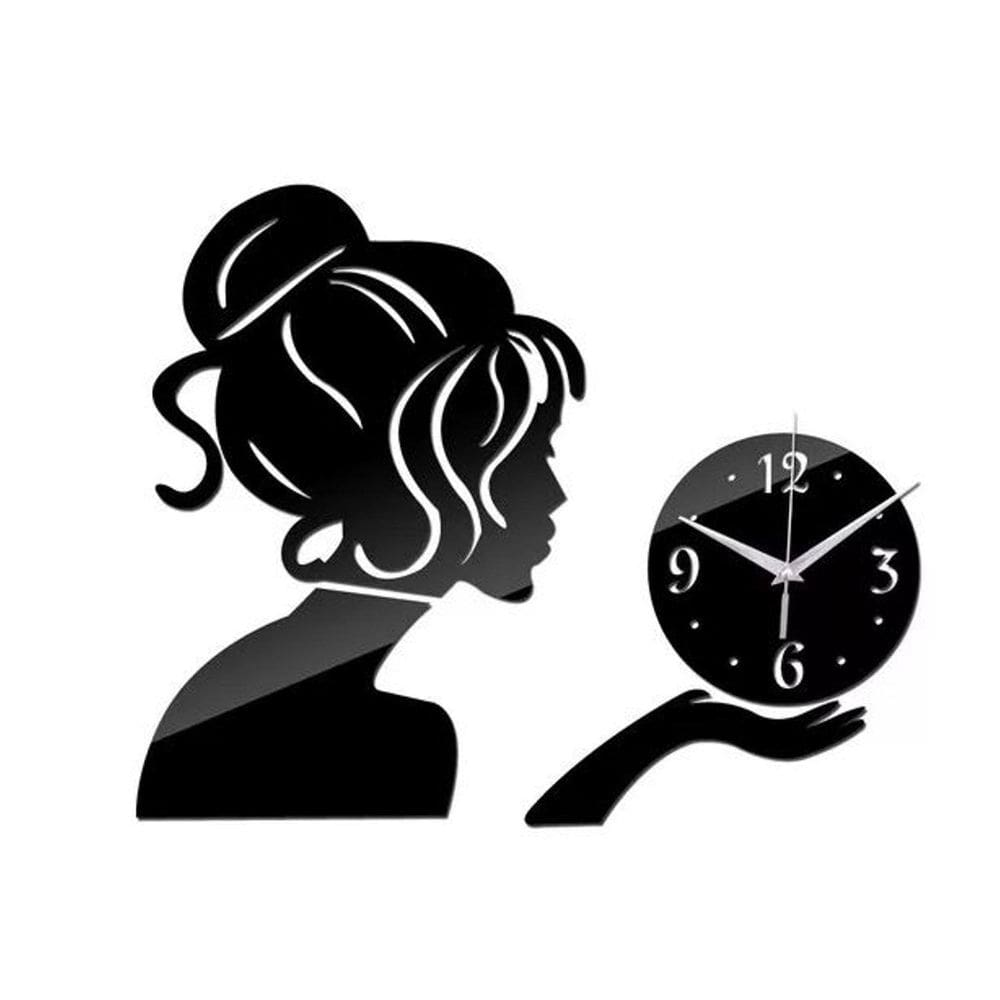 Relógio Acrílico Parede Decorativo Sala Mulher Prata