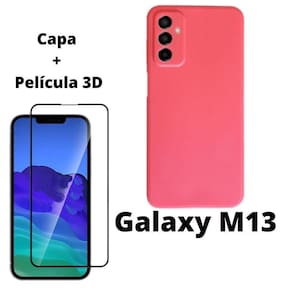 Capa Veludo Vermelho Compatível Galaxy M13+Pelicula Vidro 3D