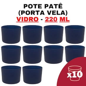 Kit Potes De Vidro Patê Azul Escuro 220Ml