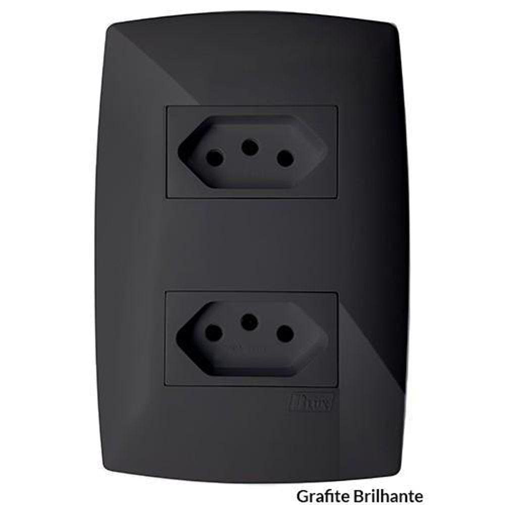 Cj Tomada Dupla 10A 4X2 - Blux Home Grafite - Bhm10459-0Gf