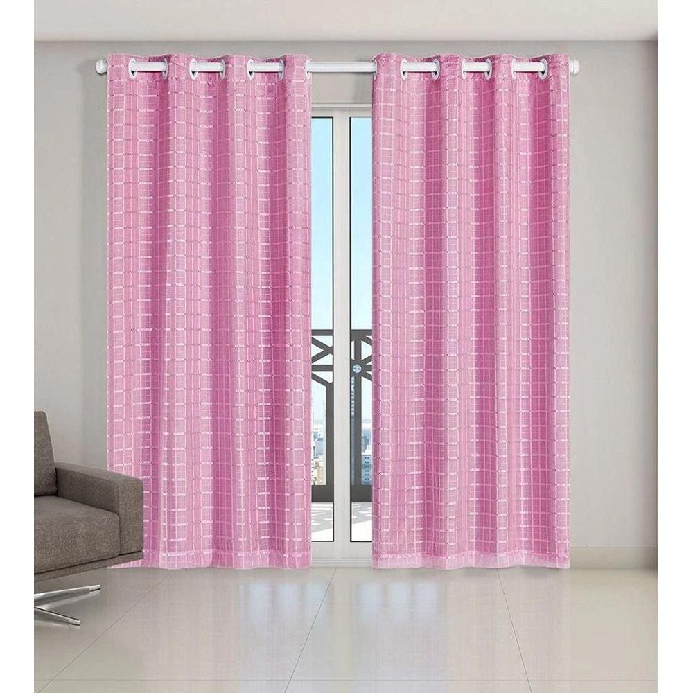 Cortina Voil Xadrez Sala, Quarto E Cozinha 4,00 X 2,80 Rosa