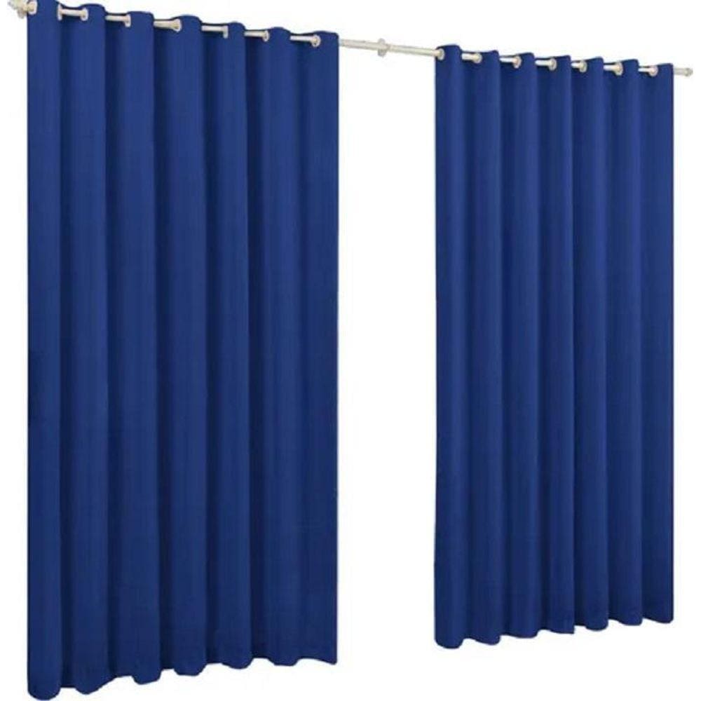 Cortina De Microfibra 5,00X2,50 Azul Ilhós Cromado Quadrado.
