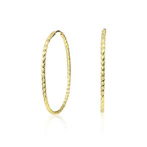 Brinco Argola Oval Torcida 3 Cm Em Ouro 18K